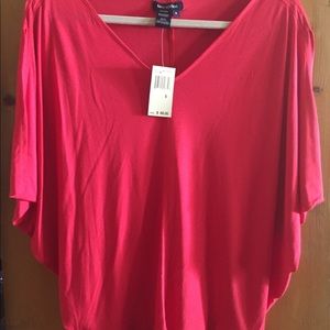 Tomato red top with Dolman sleeves
